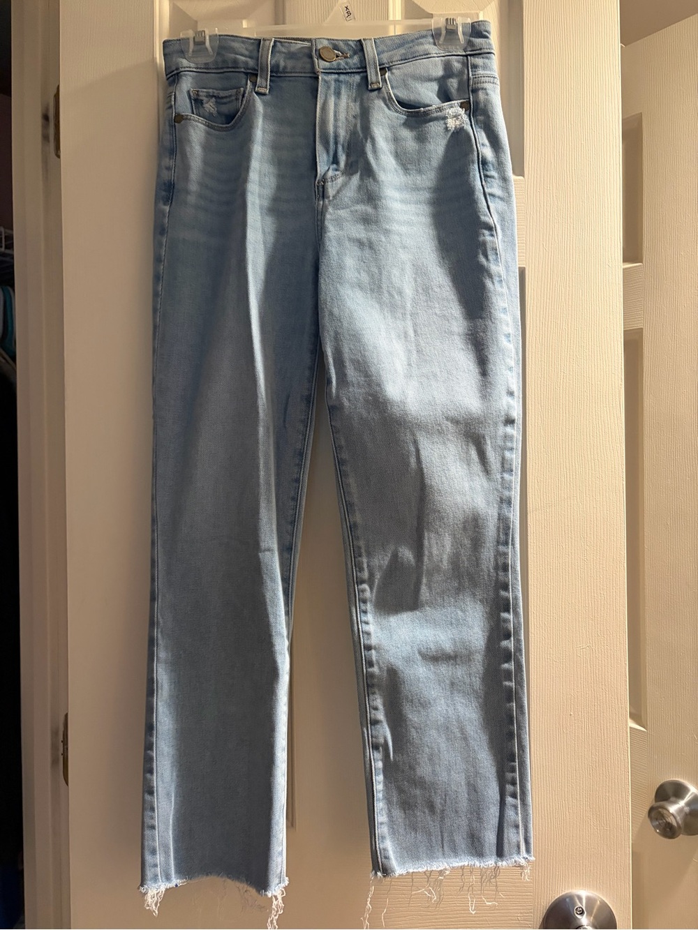 PAIGE Light Wash Cropped Straight Jeans